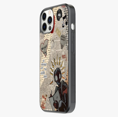 City Dream Sketch Glass Case photographed in natural light showing reflective finish and design depth.