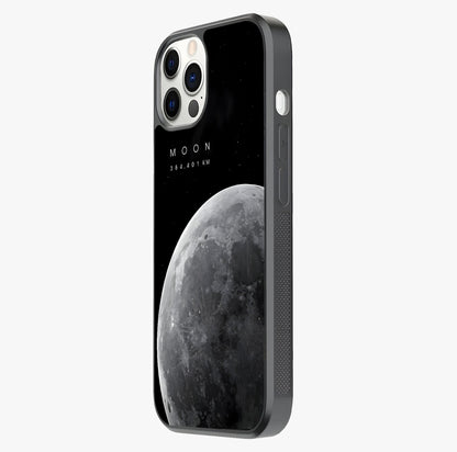 Cosmic Moon Glow Glass Case photographed in natural light showing reflective finish and design depth.
