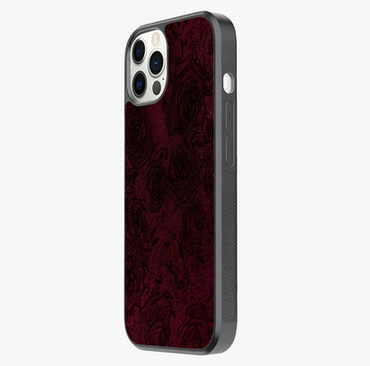 Crimson Fade Flow Glass Case photographed in natural light showing reflective finish and design depth.