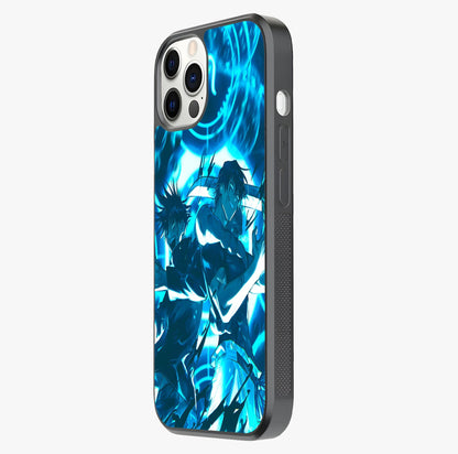 Cursed Energy Clash Glass Case photographed in natural light showing reflective finish and design depth.