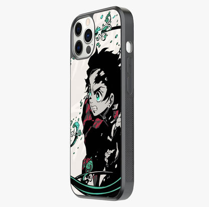Demon Slayer Glass Case photographed in natural light showing reflective finish and design depth.