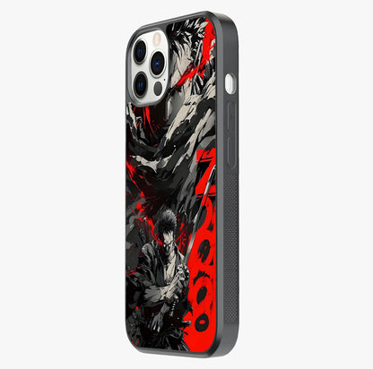Demon Sword Resolve Glass Case photographed in natural light showing reflective finish and design depth.