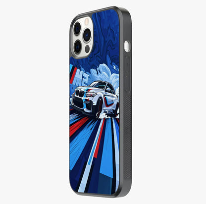 Drift Power Rush Glass Case photographed in natural light showing reflective finish and design depth.