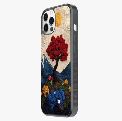 Eternal Nature Tapestry Glass Case photographed in natural light showing reflective finish and design depth.