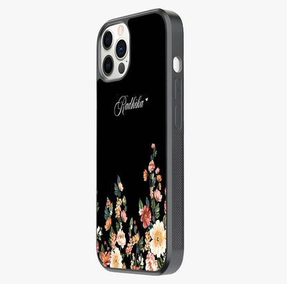 Floral Design With A Custom Personalized Name Glass Case photographed in natural light showing reflective finish and design depth.