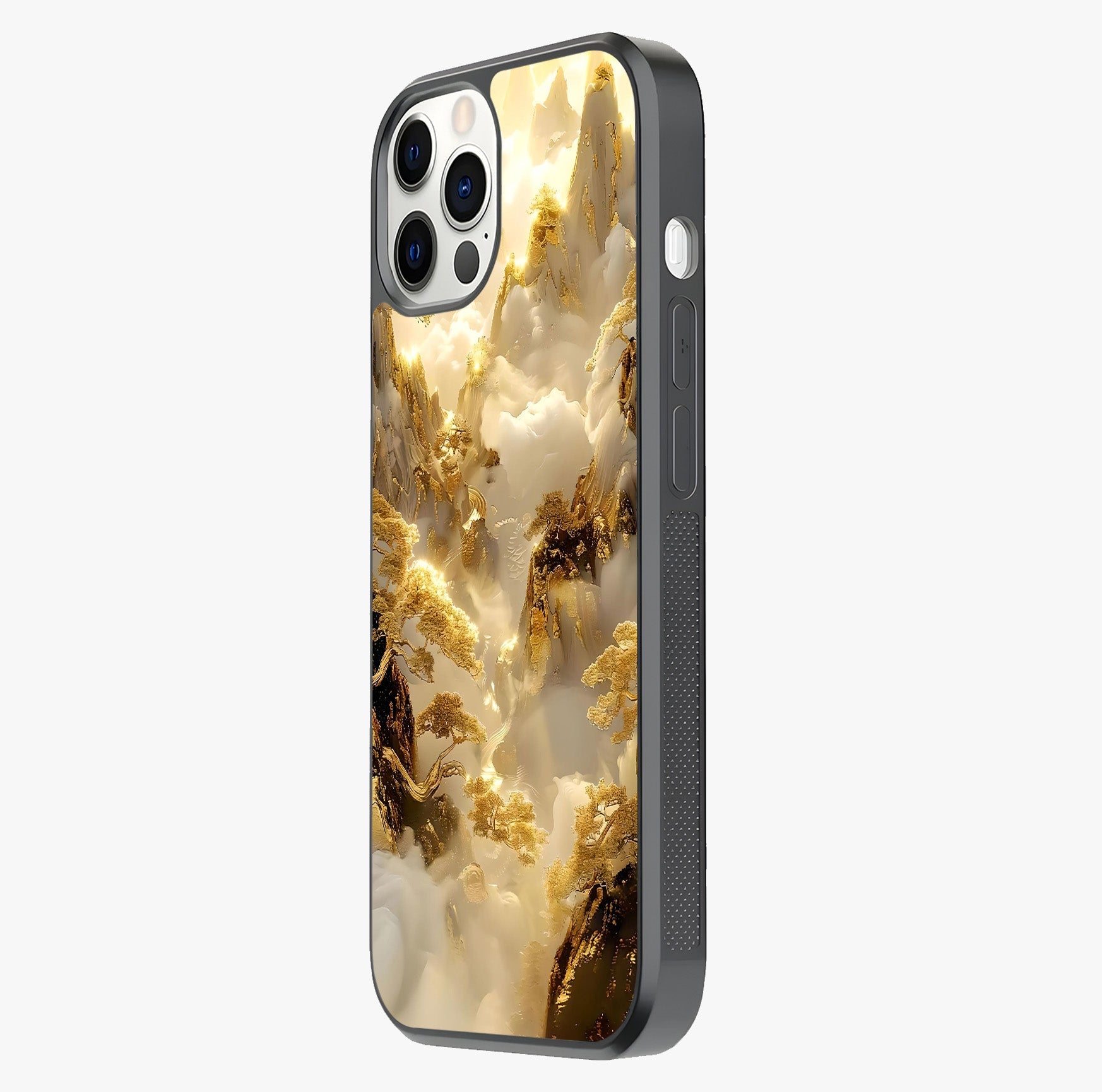 Gates Of Illumination Glass Case photographed in natural light showing reflective finish and design depth.