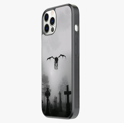 Graveyard Shadow Descent Glass Case photographed in natural light showing reflective finish and design depth.