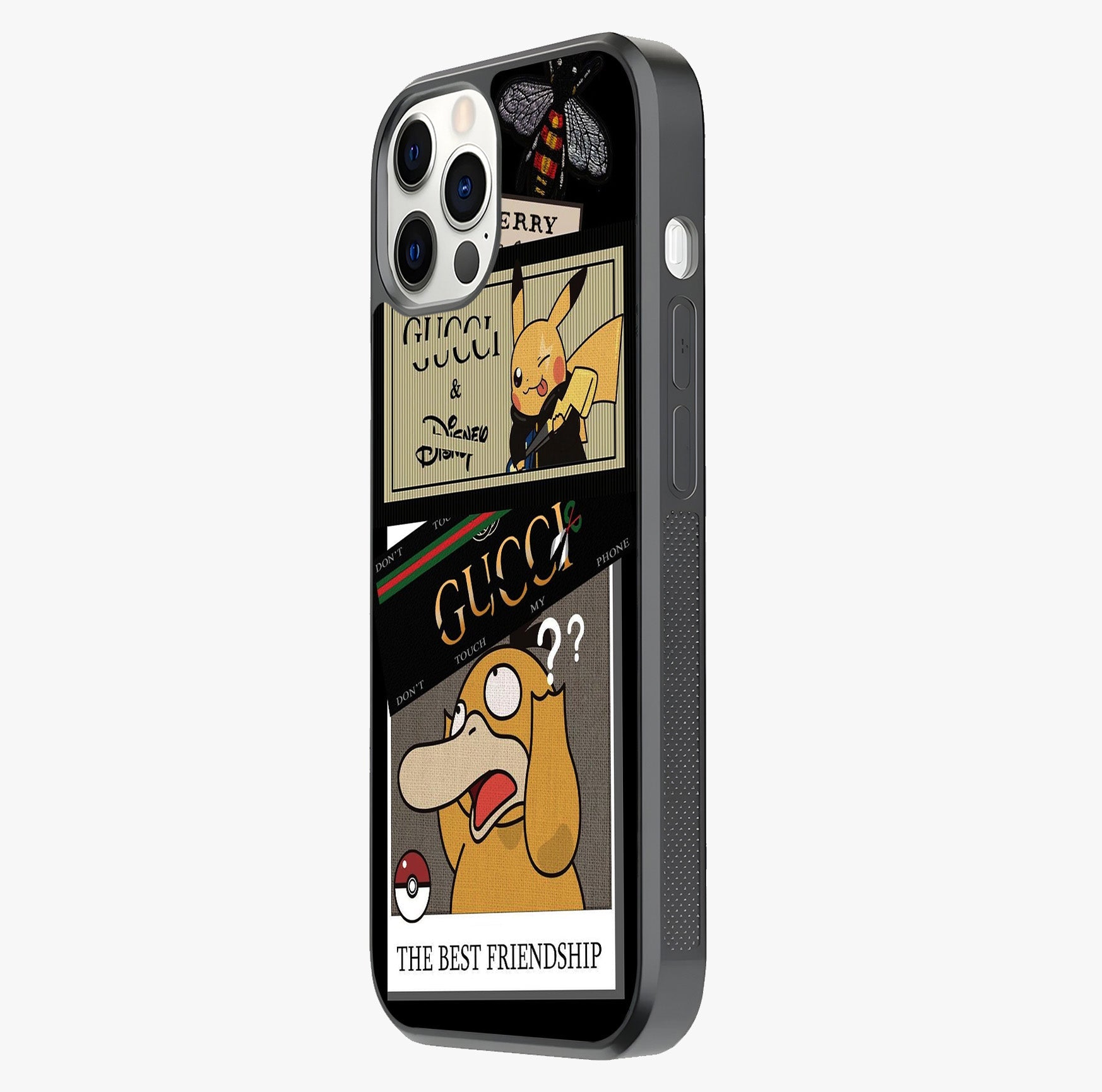 Gucci Play Mashup Glass Case photographed in natural light showing reflective finish and design depth.