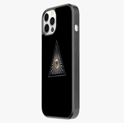 Illuminati Evil Glass Case photographed in natural light showing reflective finish and design depth.