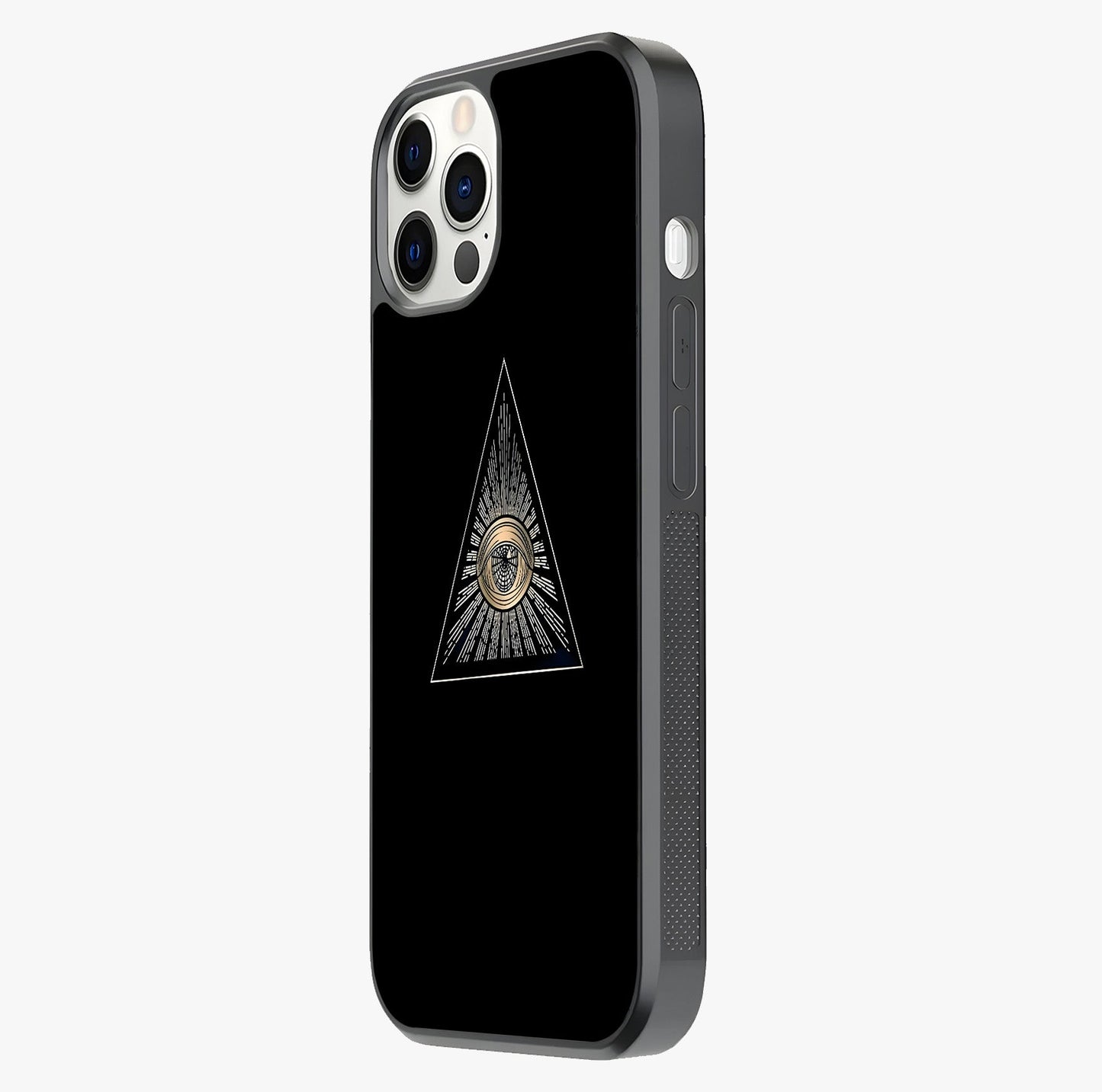 Illuminati Evil Glass Case photographed in natural light showing reflective finish and design depth.
