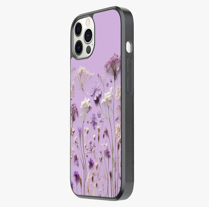 Lavender Blossom Dream Glass Case photographed in natural light showing reflective finish and design depth.