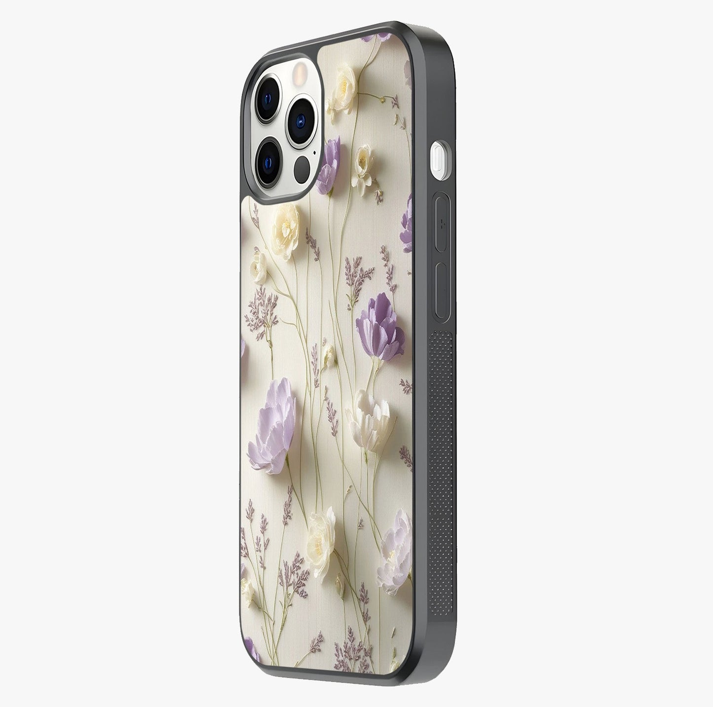 Lilac Breeze Harmony Glass Case photographed in natural light showing reflective finish and design depth.