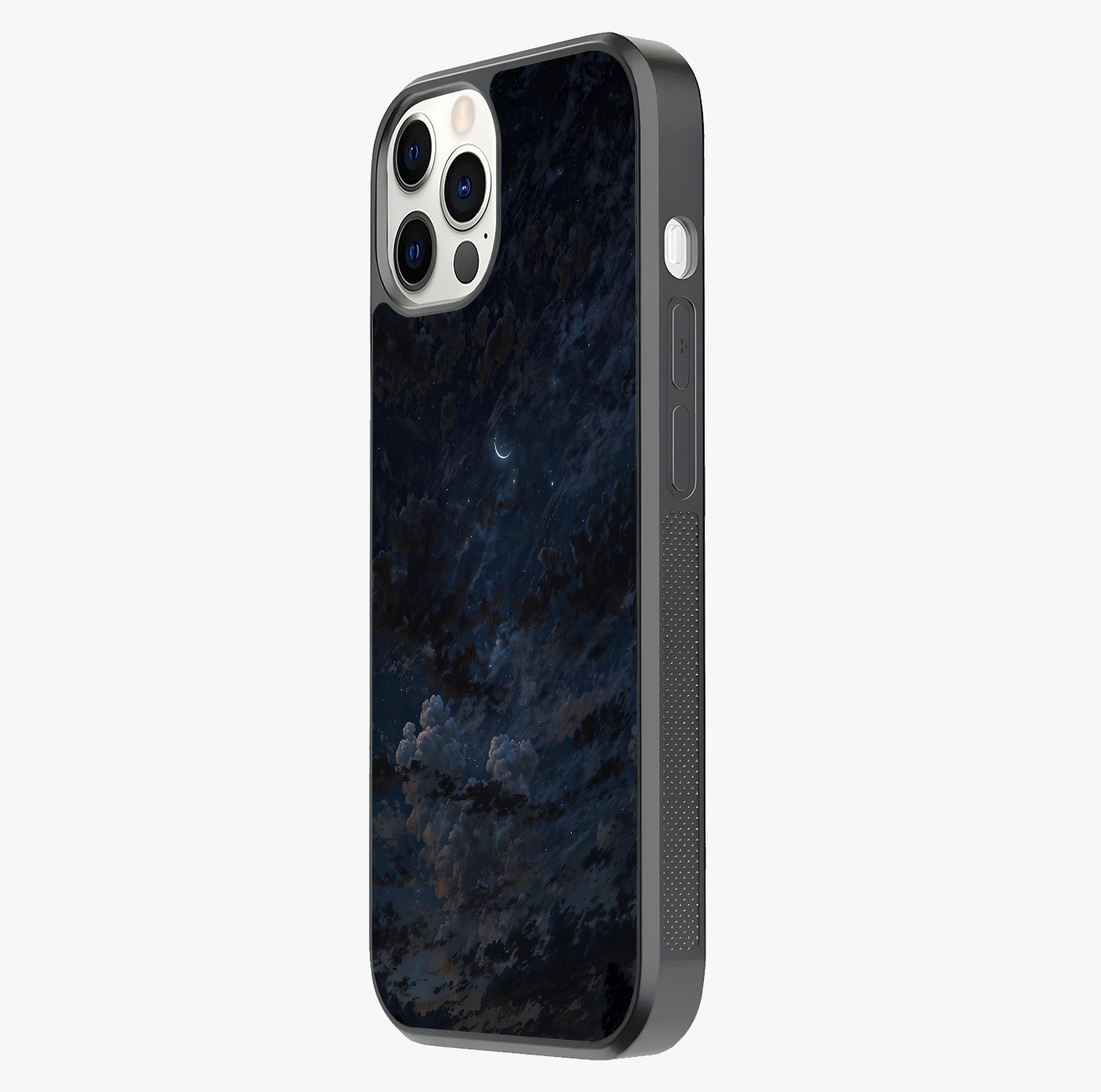 Lunar Veil Silence Glass Case photographed in natural light showing reflective finish and design depth.
