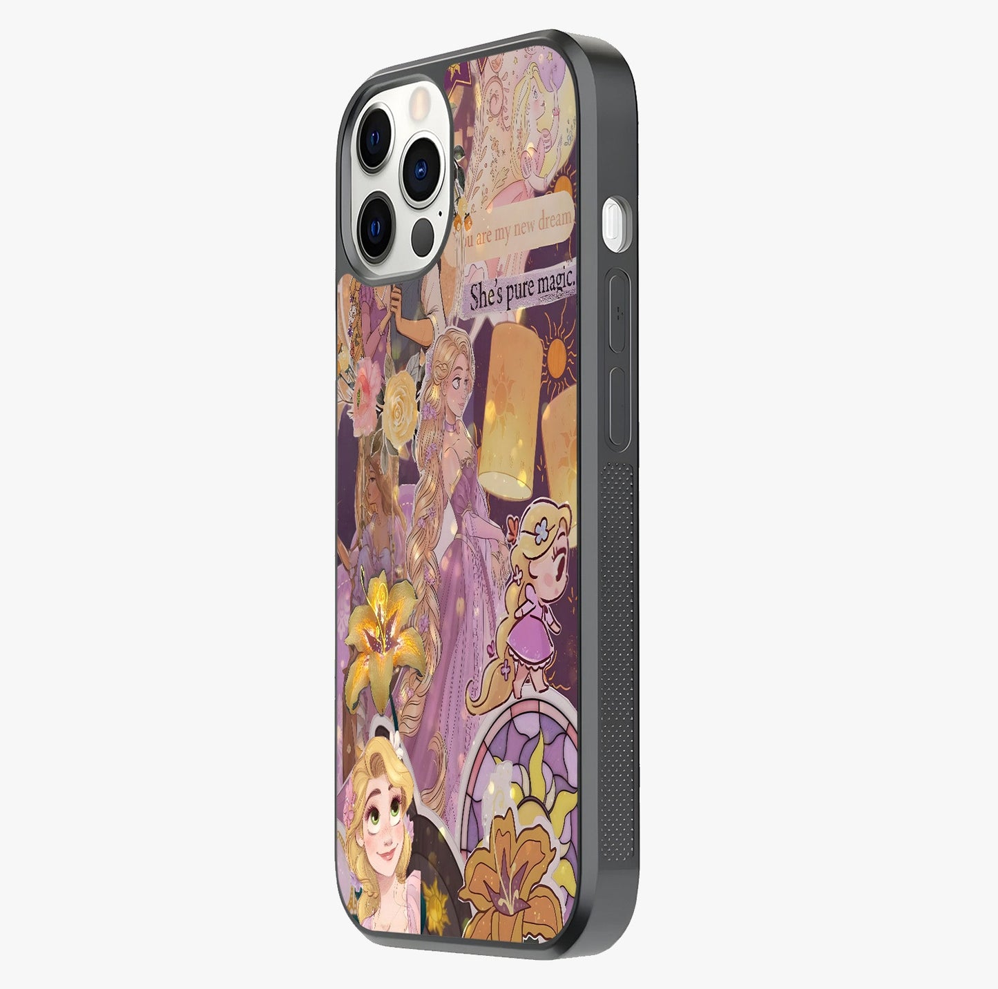 Magical Tangled Dream Glass Case photographed in natural light showing reflective finish and design depth.