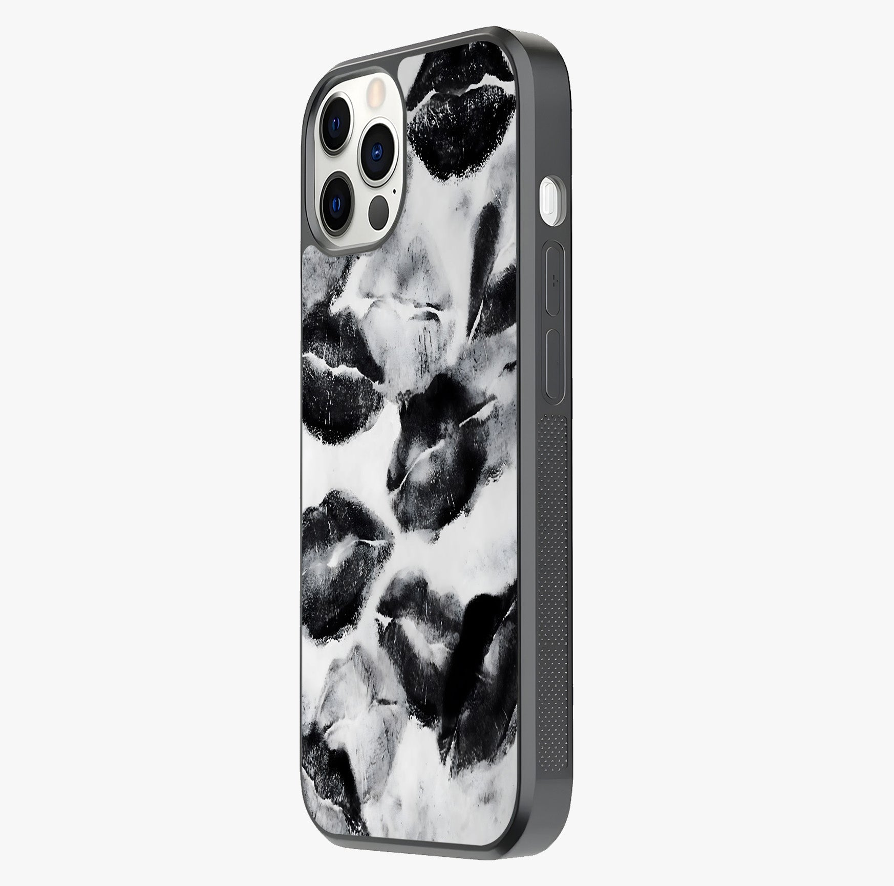 Midnight Kiss Marks Glass Case photographed in natural light showing reflective finish and design depth.