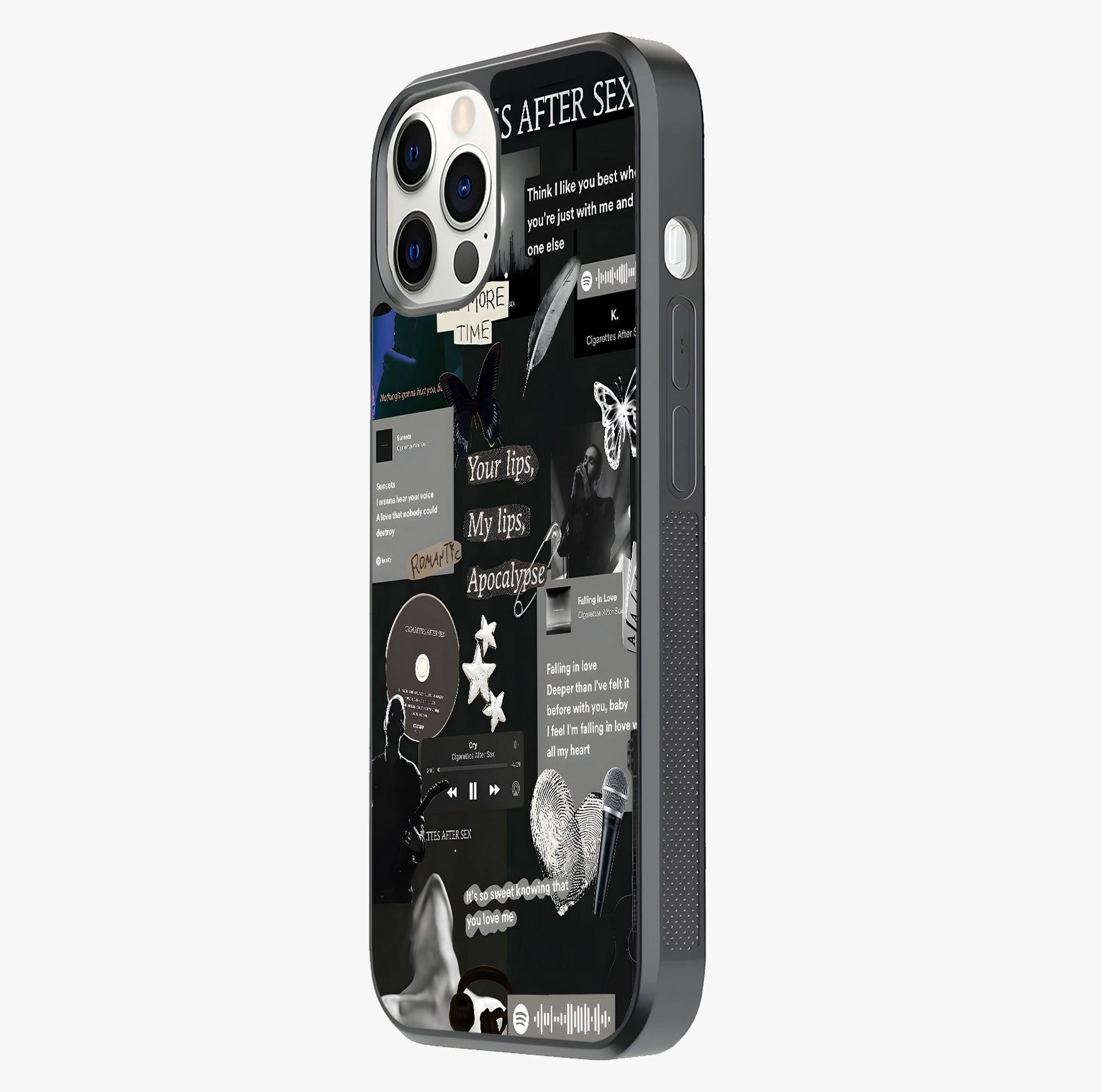 Midnight Love Echo Glass Case photographed in natural light showing reflective finish and design depth.