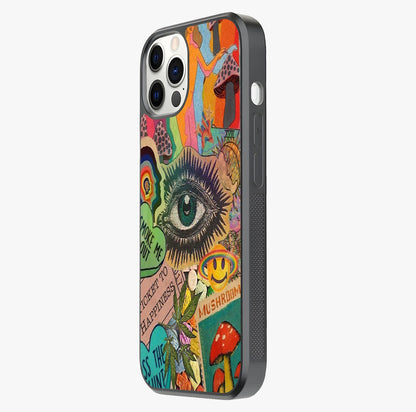 Mystic Eye Wonderland Glass Case photographed in natural light showing reflective finish and design depth.