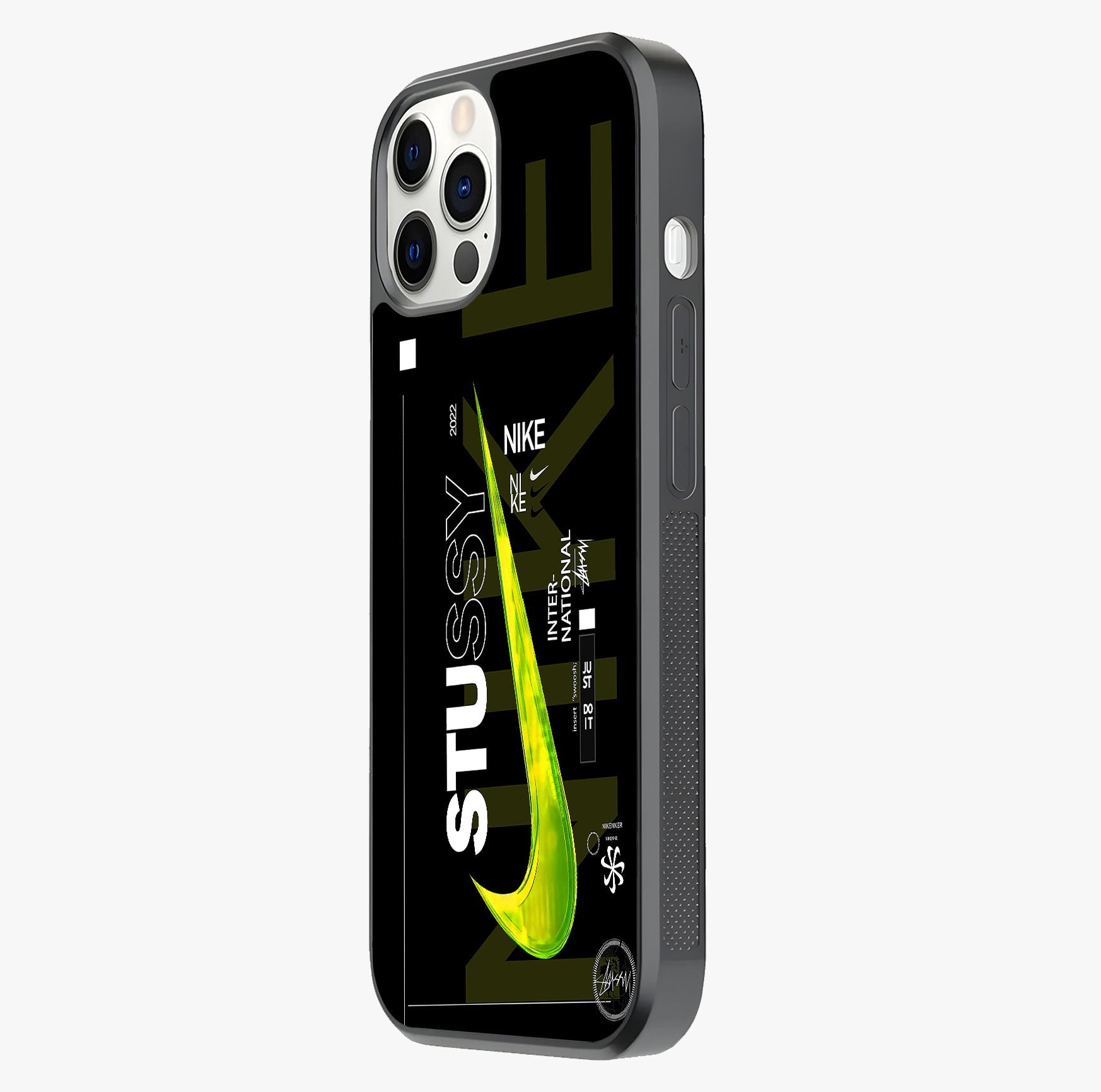 Neon Street Edition Glass Case photographed in natural light showing reflective finish and design depth.