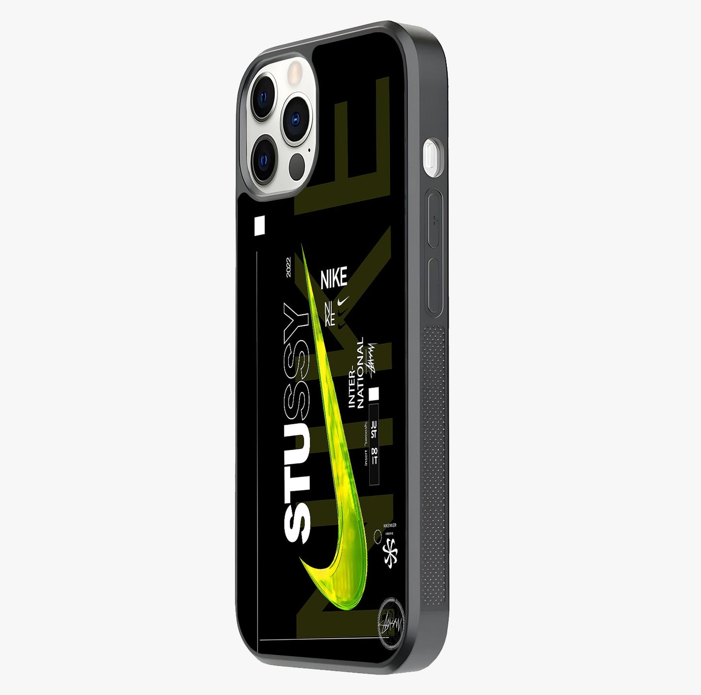 Neon Street Edition Glass Case photographed in natural light showing reflective finish and design depth.