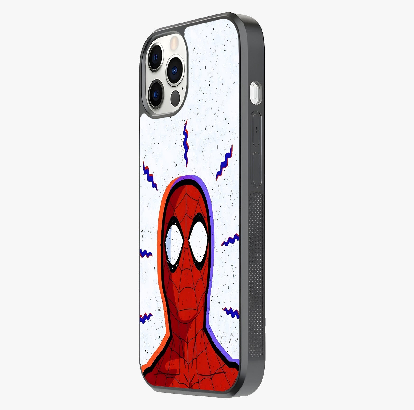 Omg Spiderman Glass Case photographed in natural light showing reflective finish and design depth.