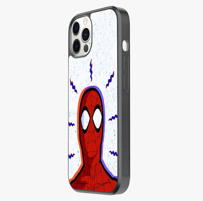 Omg Spiderman Glass Case photographed in natural light showing reflective finish and design depth.