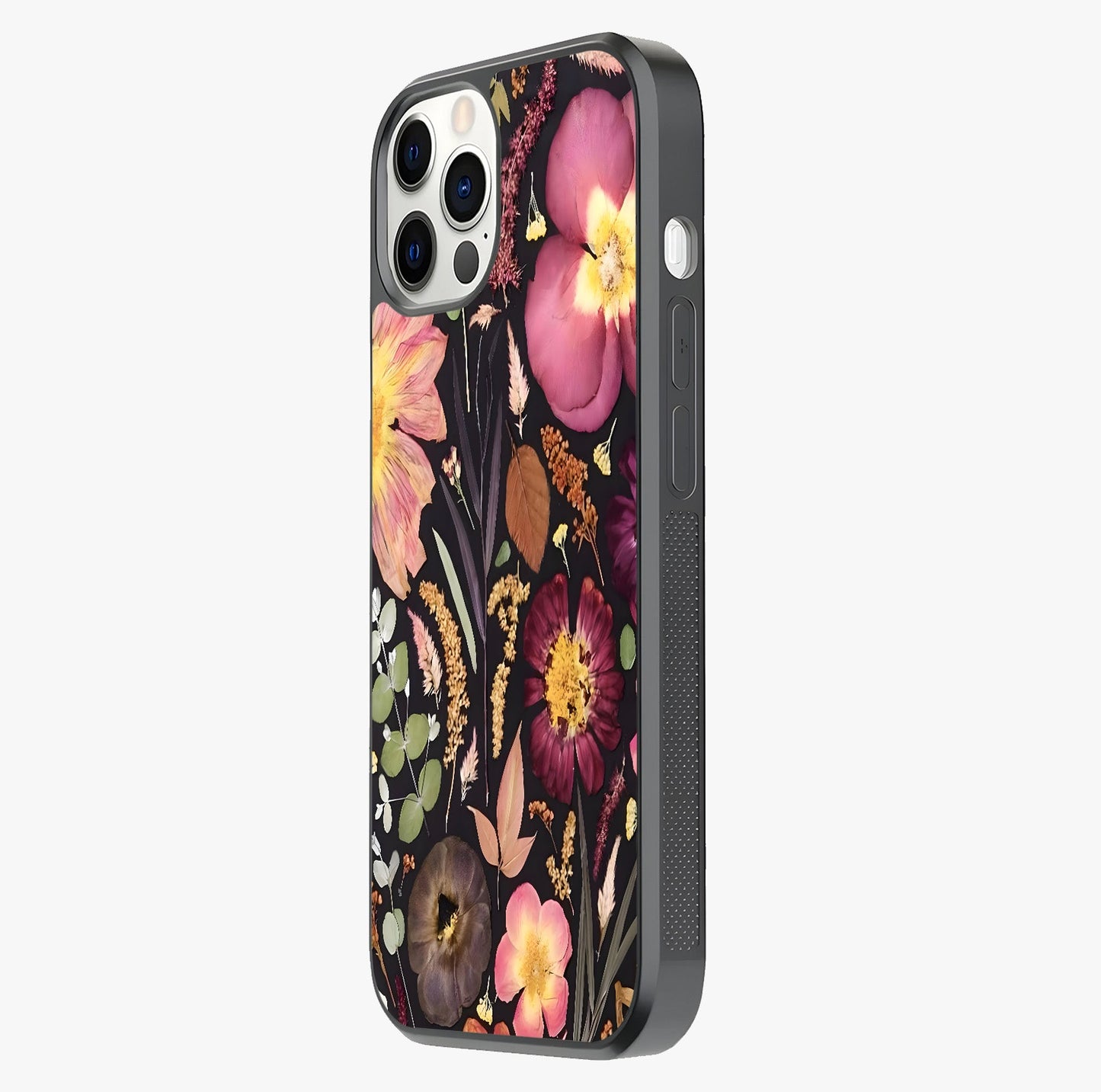 Petal Dream Tapestry Glass Case photographed in natural light showing reflective finish and design depth.