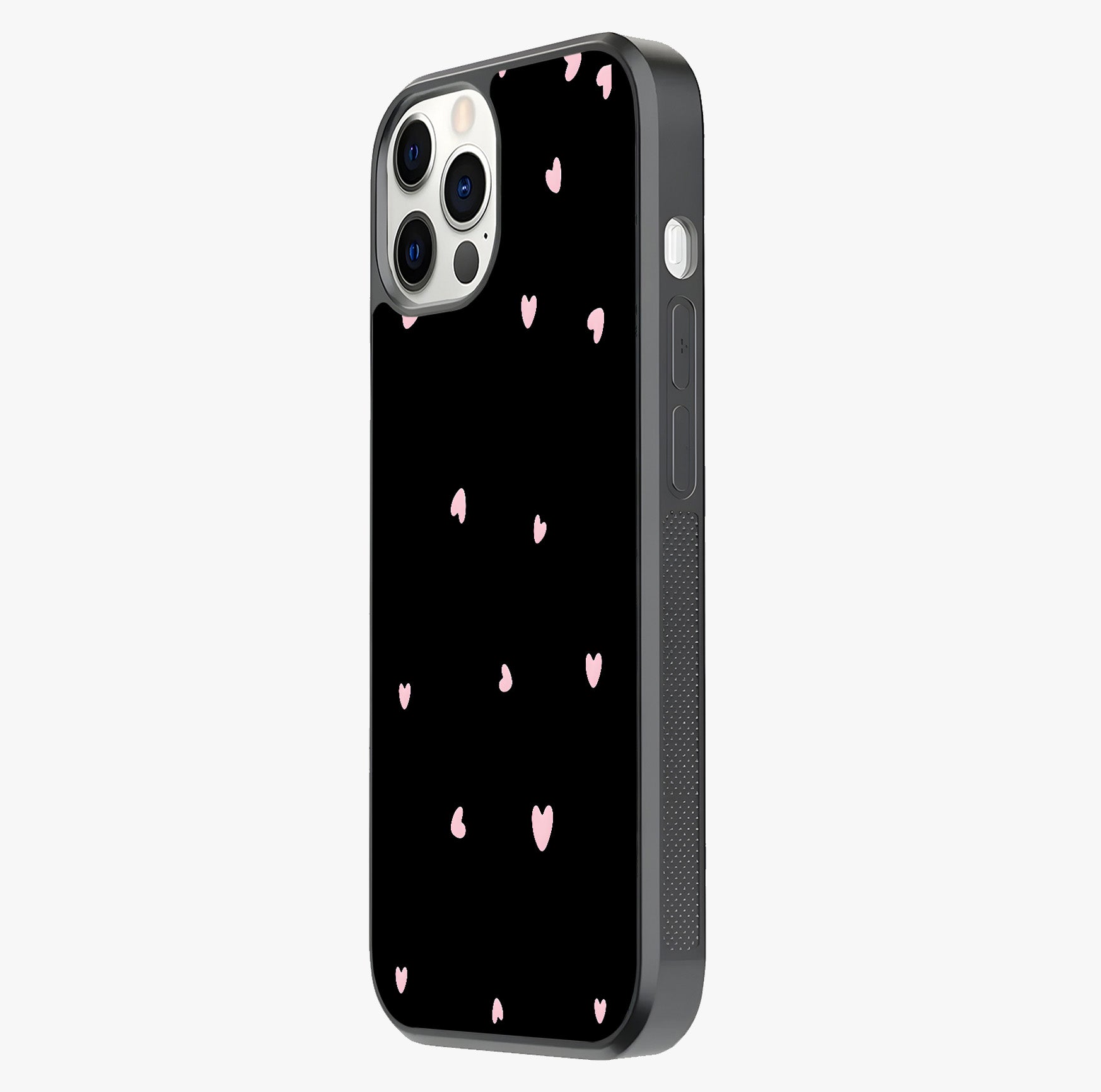 Pink Love Drops Glass Case photographed in natural light showing reflective finish and design depth.