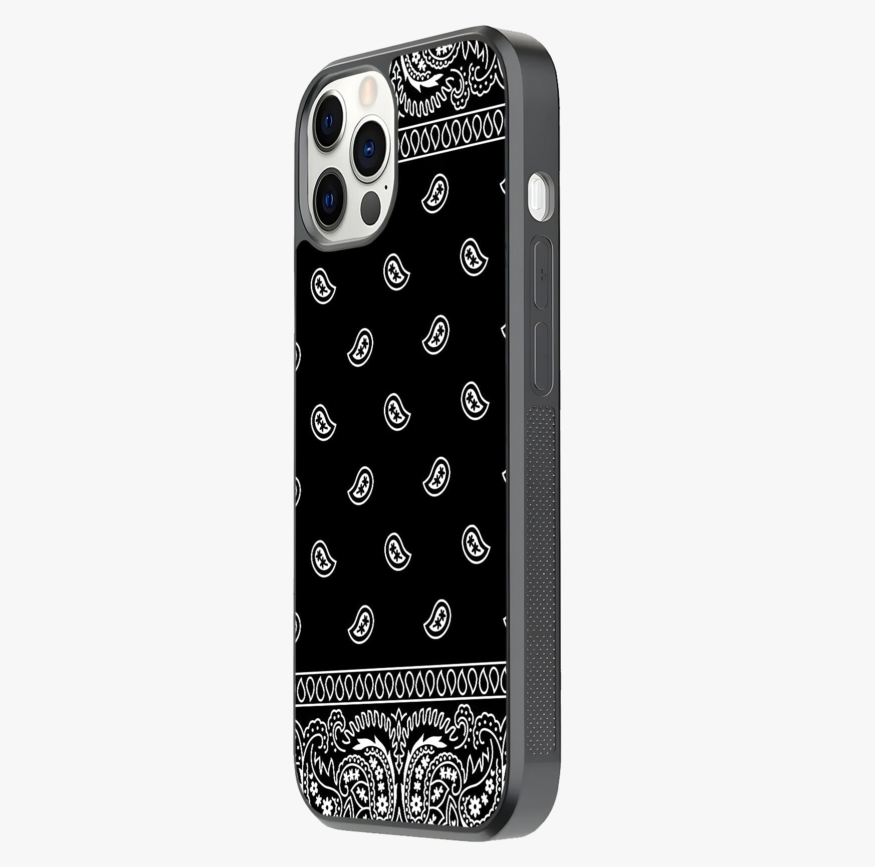 Retro Rebel Threads Glass Case photographed in natural light showing reflective finish and design depth.