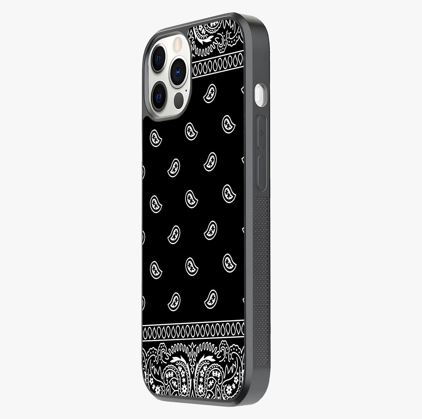 Retro Rebel Threads Glass Case photographed in natural light showing reflective finish and design depth.