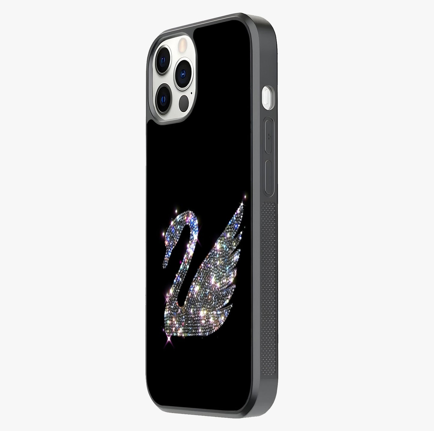 Starlit Swan Grace Glass Case photographed in natural light showing reflective finish and design depth.