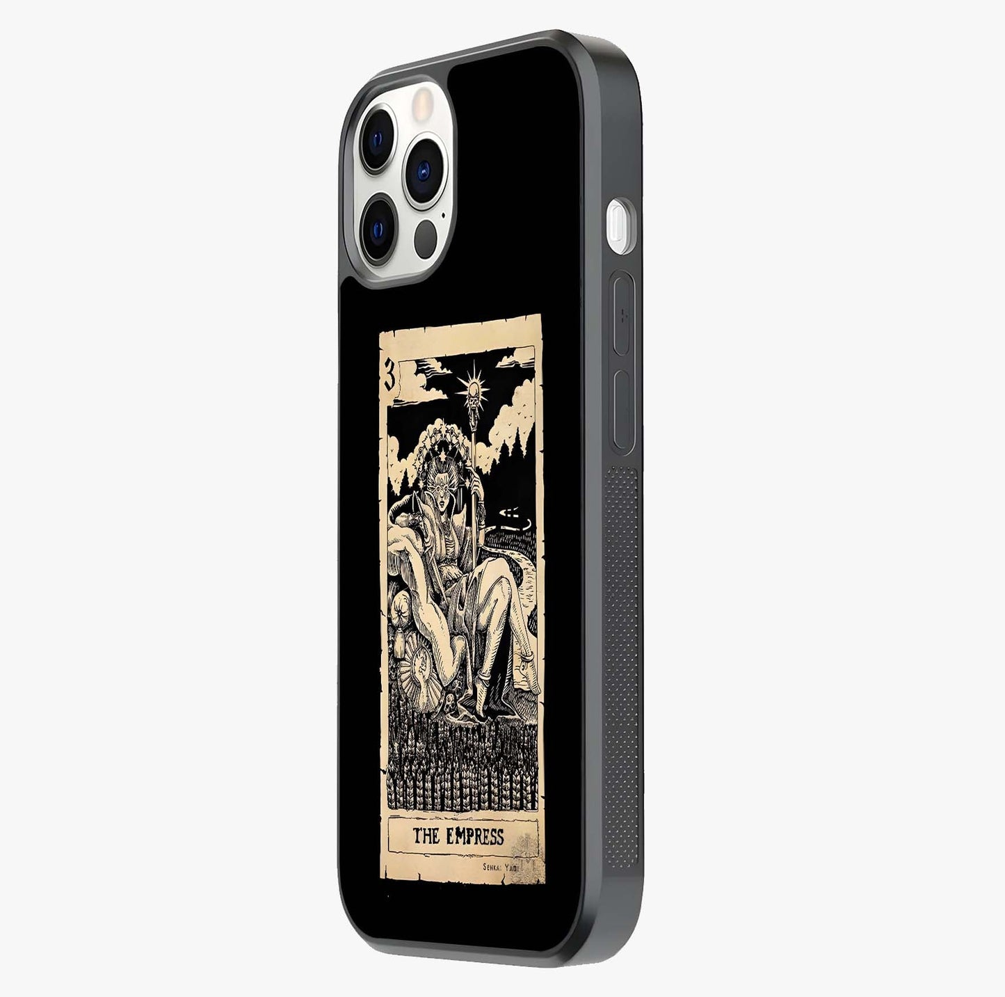 The Empress Glass Case photographed in natural light showing reflective finish and design depth.