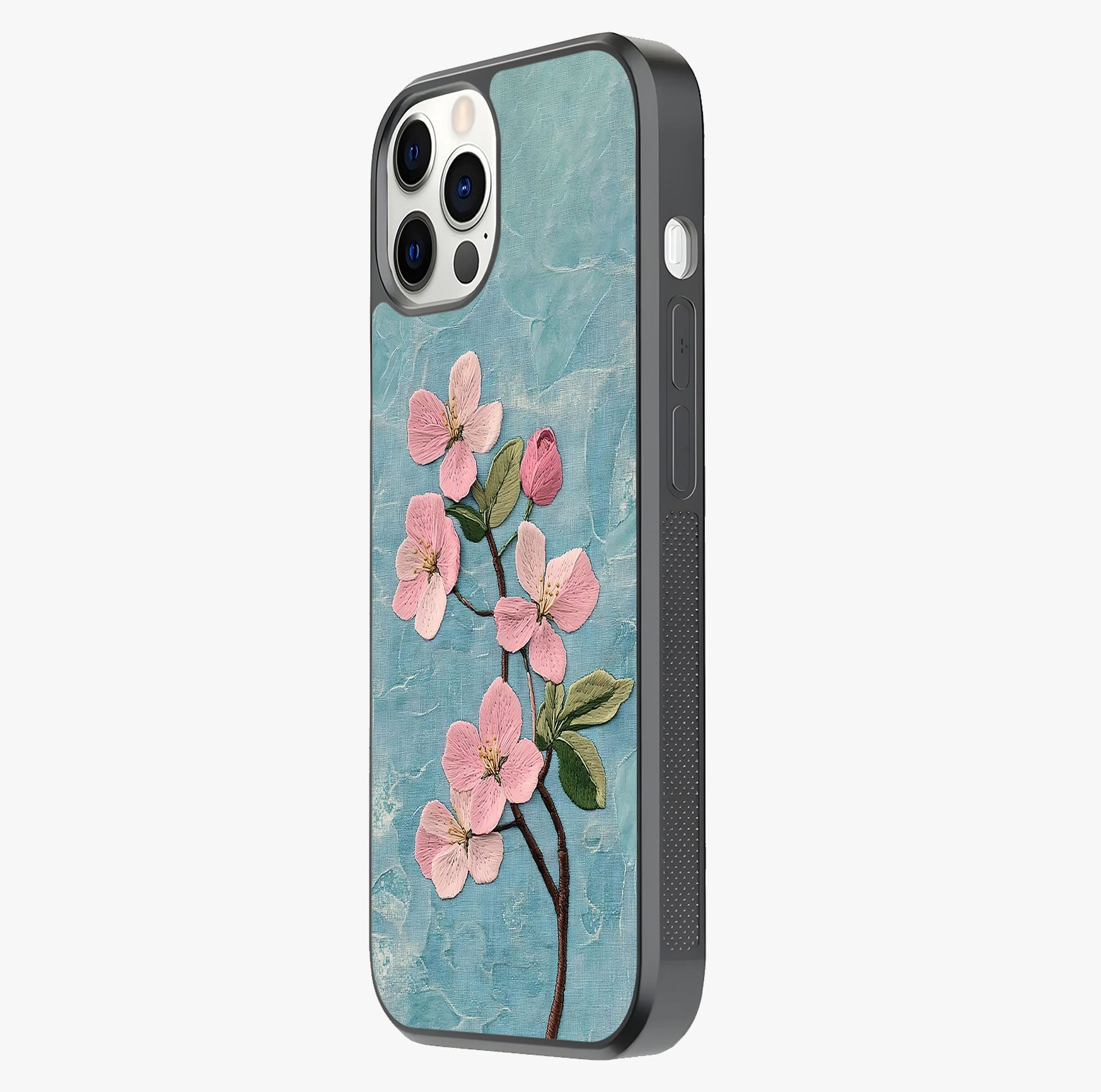 Threaded Blossom Breeze Glass Case photographed in natural light showing reflective finish and design depth.