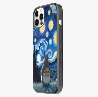 Totoro In Van Gogh Art Glass Case photographed in natural light showing reflective finish and design depth.