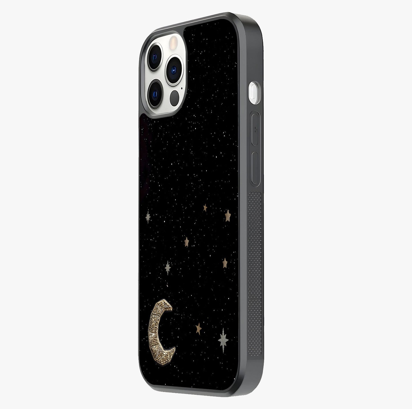Twinkle Star With Half Moon Glass Case photographed in natural light showing reflective finish and design depth.