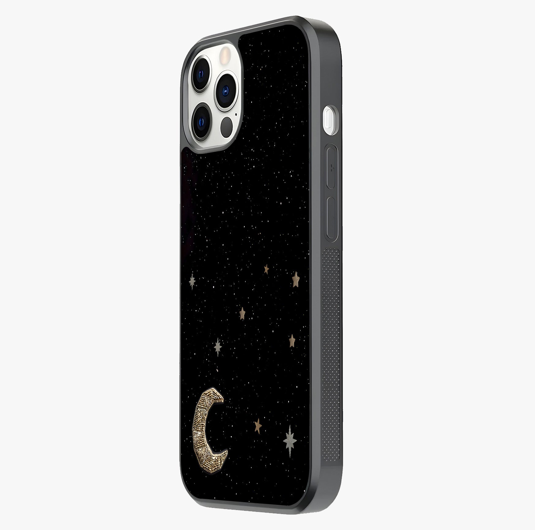 Twinkle Star With Half Moon Glass Case photographed in natural light showing reflective finish and design depth.