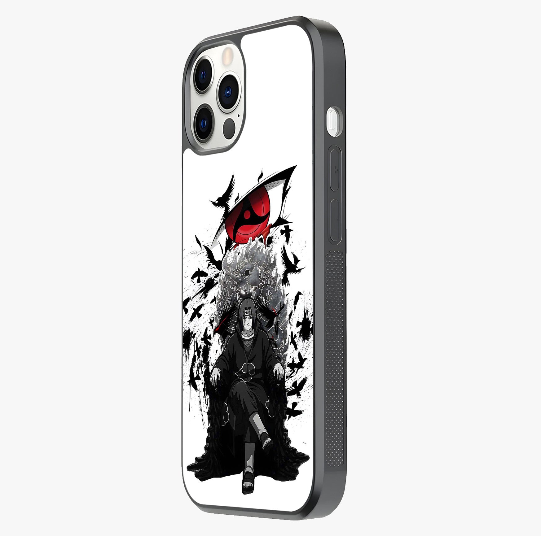 Uchiha Shadow Throne Glass Case photographed in natural light showing reflective finish and design depth.