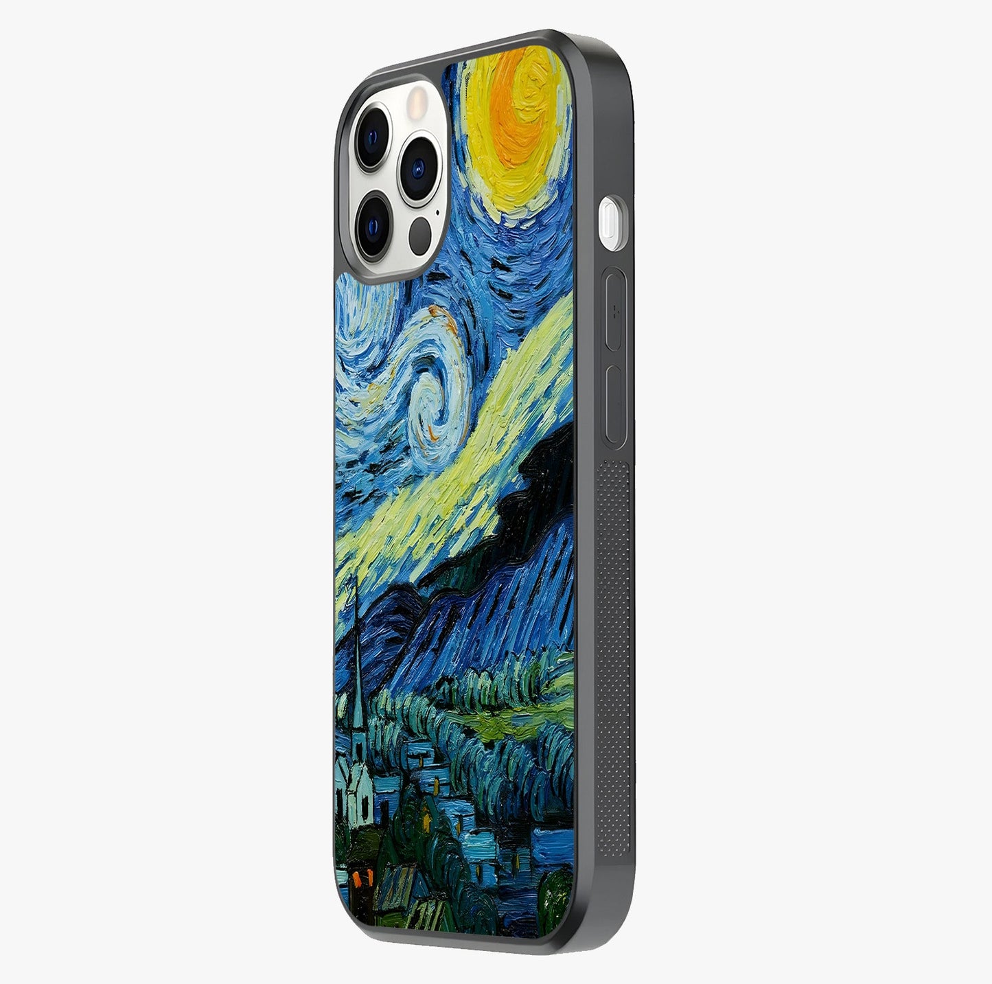 Van Gogh Art Glass Case photographed in natural light showing reflective finish and design depth.