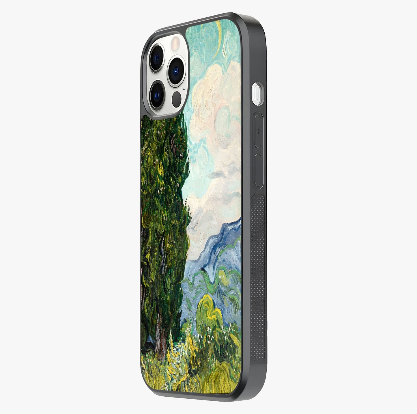Van Gogh Vintage Art Glass Case photographed in natural light showing reflective finish and design depth.