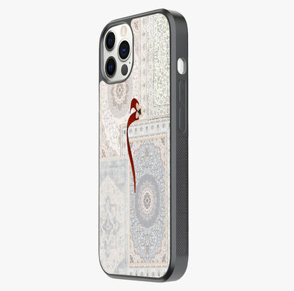 White Aesthetic Bow Glass Case photographed in natural light showing reflective finish and design depth.