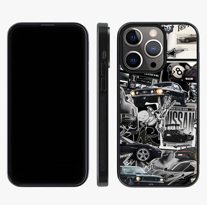 Aesthetic Dark Love Glass Case displayed upright for full design visibility and premium finish.