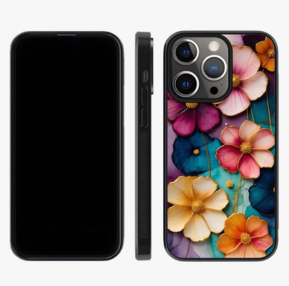 Artlyn Grace Flower Pattern Glass Case displayed upright for full design visibility and premium finish.