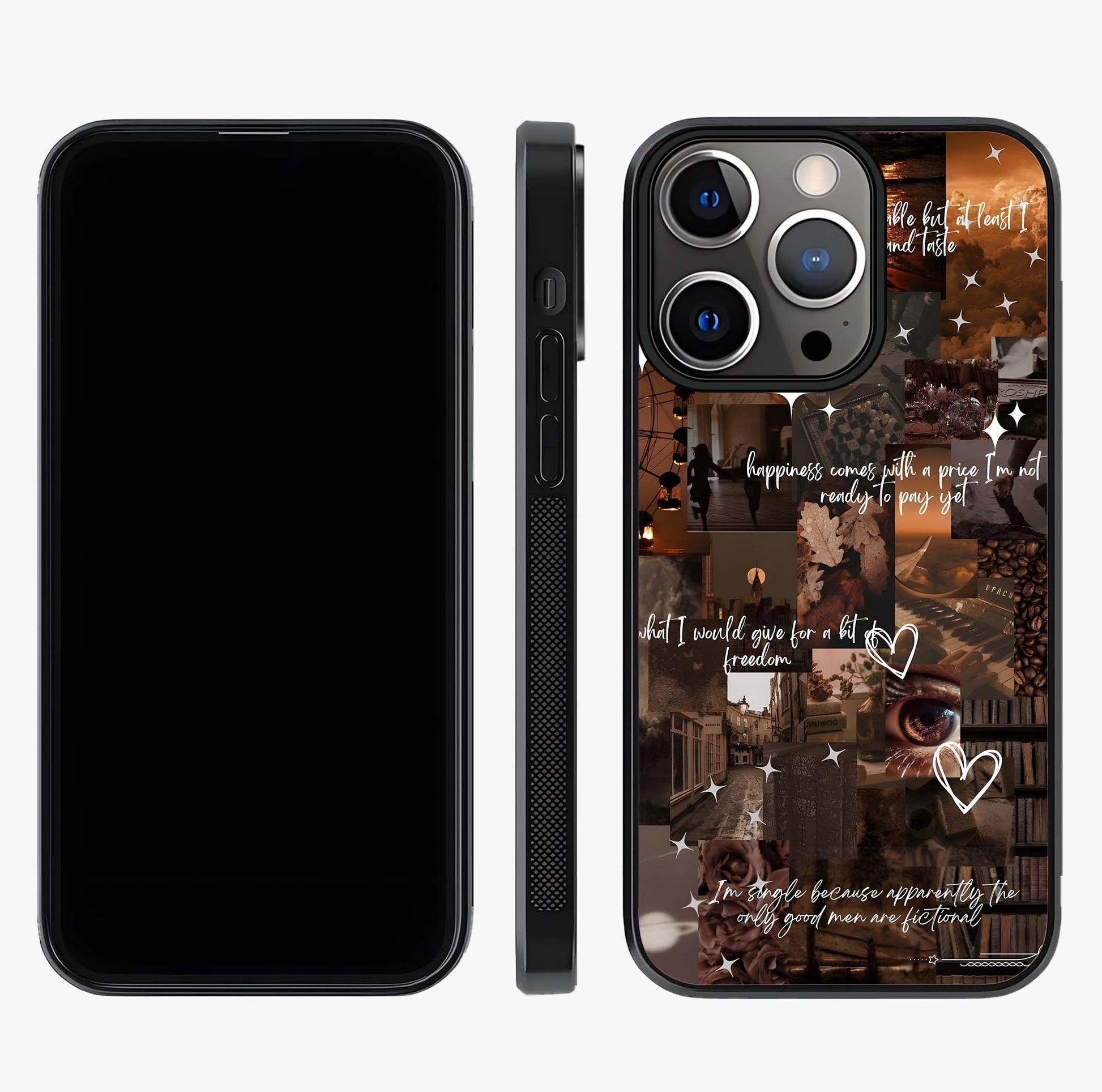 Bittersweet Aesthetic Chaos Glass Case displayed upright for full design visibility and premium finish.