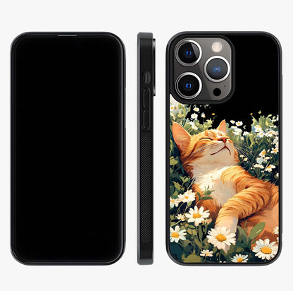 Blissful Bloom Cat Glass Case displayed upright for full design visibility and premium finish.