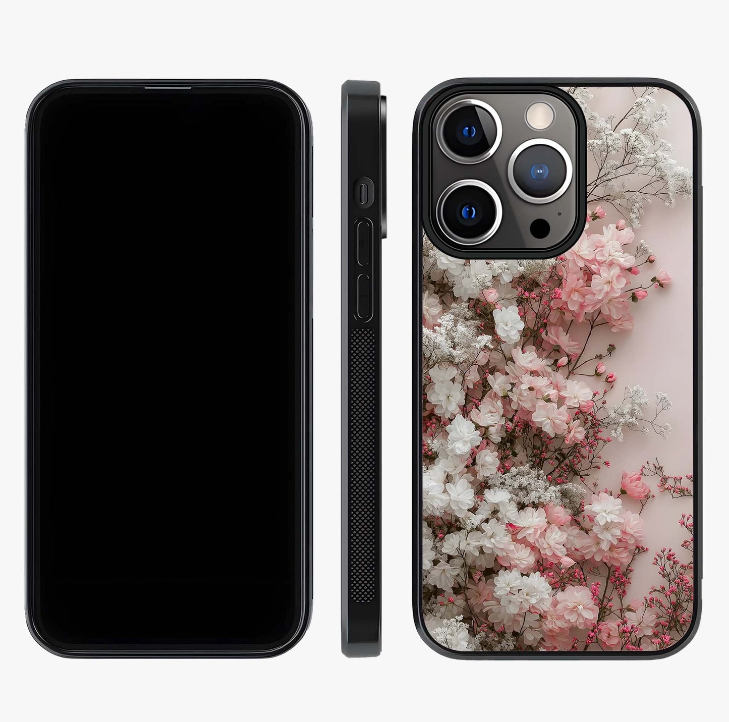 Blush Blossom Cloud Glass Case displayed upright for full design visibility and premium finish.