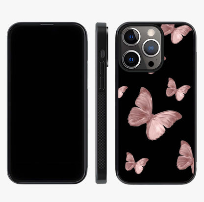 Butterfly Pattern Glass Case displayed upright for full design visibility and premium finish.