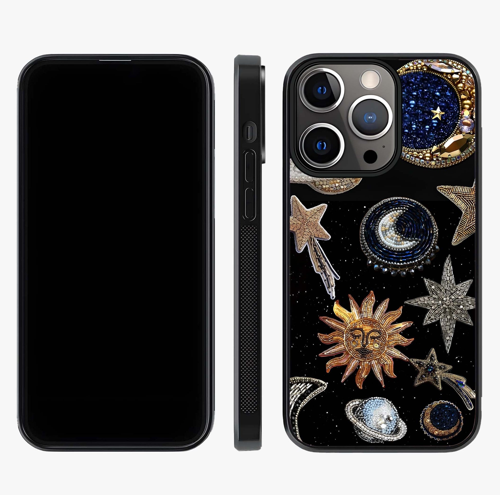 Celestial Gem Constellations Glass Case displayed upright for full design visibility and premium finish.