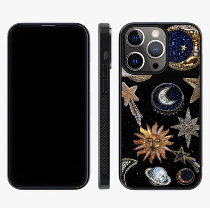 Celestial Gem Constellations Glass Case displayed upright for full design visibility and premium finish.