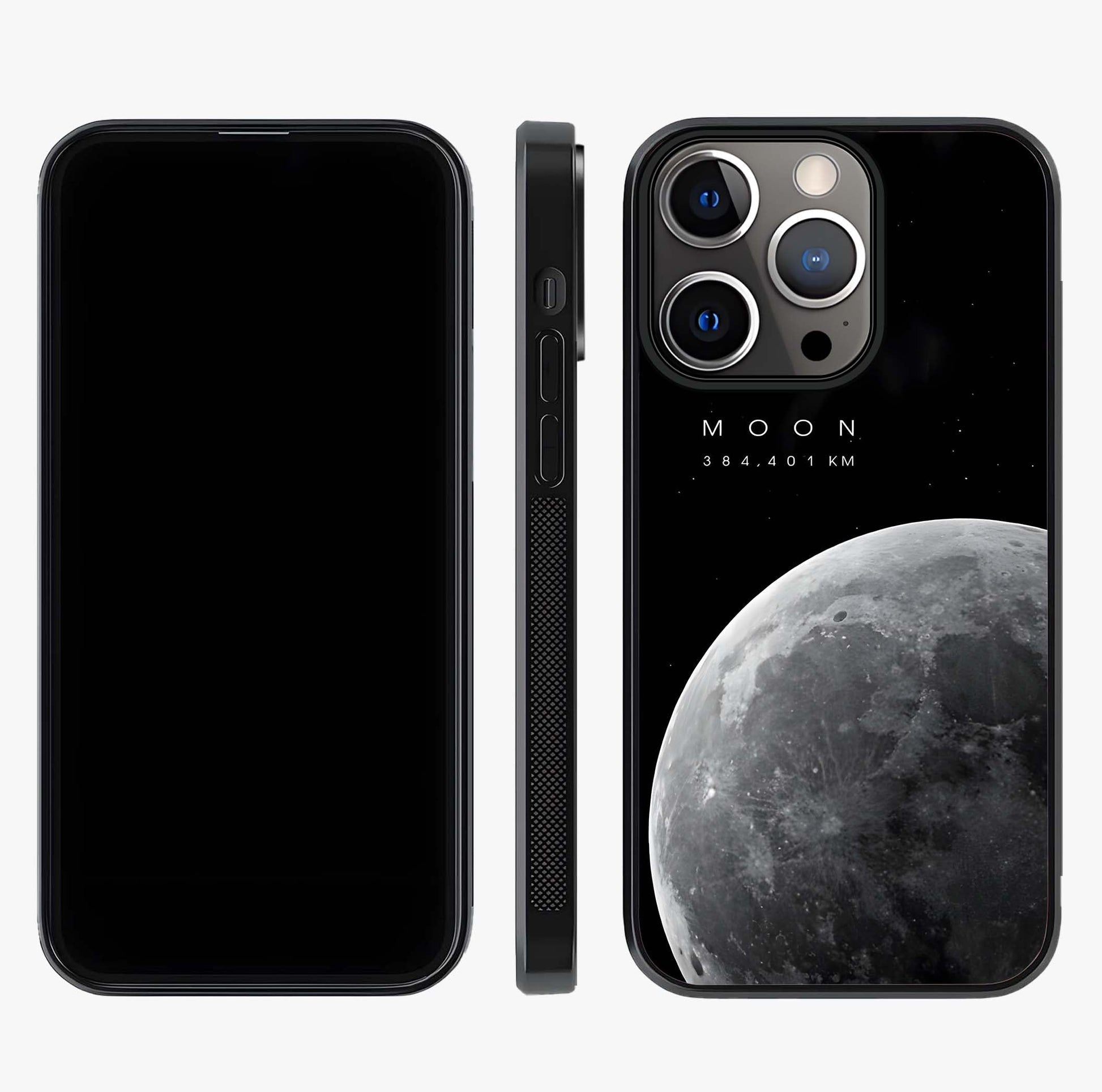 Cosmic Moon Glow Glass Case displayed upright for full design visibility and premium finish.