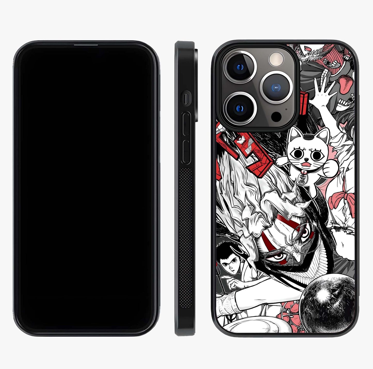 Crimson Chaos Panel Glass Case displayed upright for full design visibility and premium finish.
