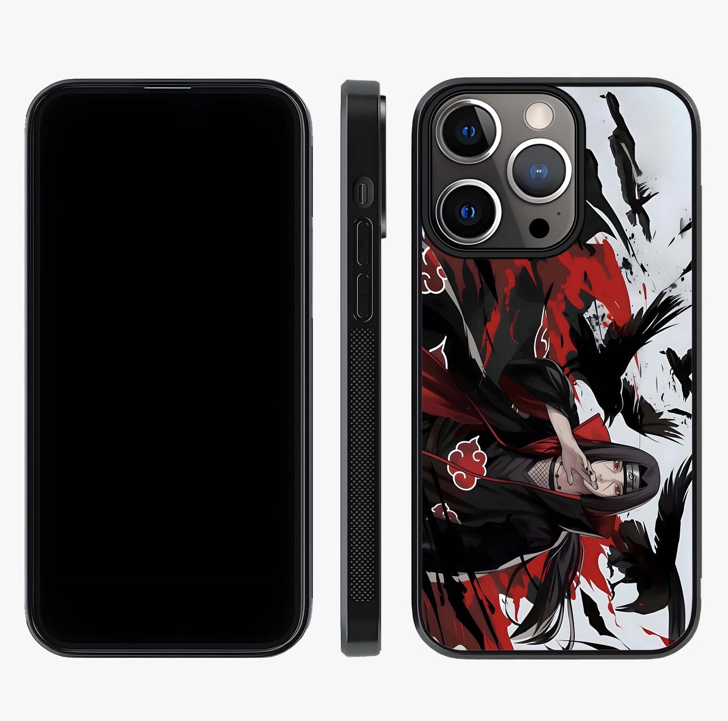 Crimson Crow Illusion Glass Case displayed upright for full design visibility and premium finish.